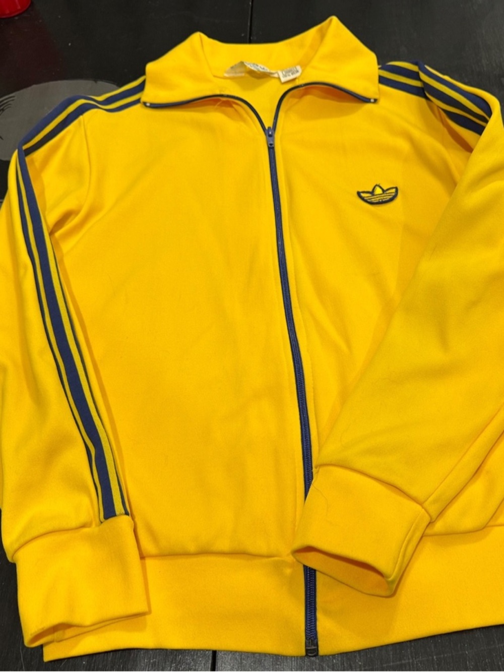 MINT Authentic Vintage 1986 ADIDAS Track Jacket Made In Korea Yellow Navy Y2K